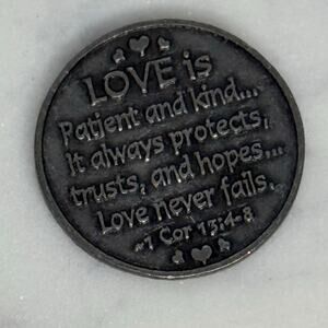 Love Is Patient and Kind Love Never Fails Pocket Rose Medal